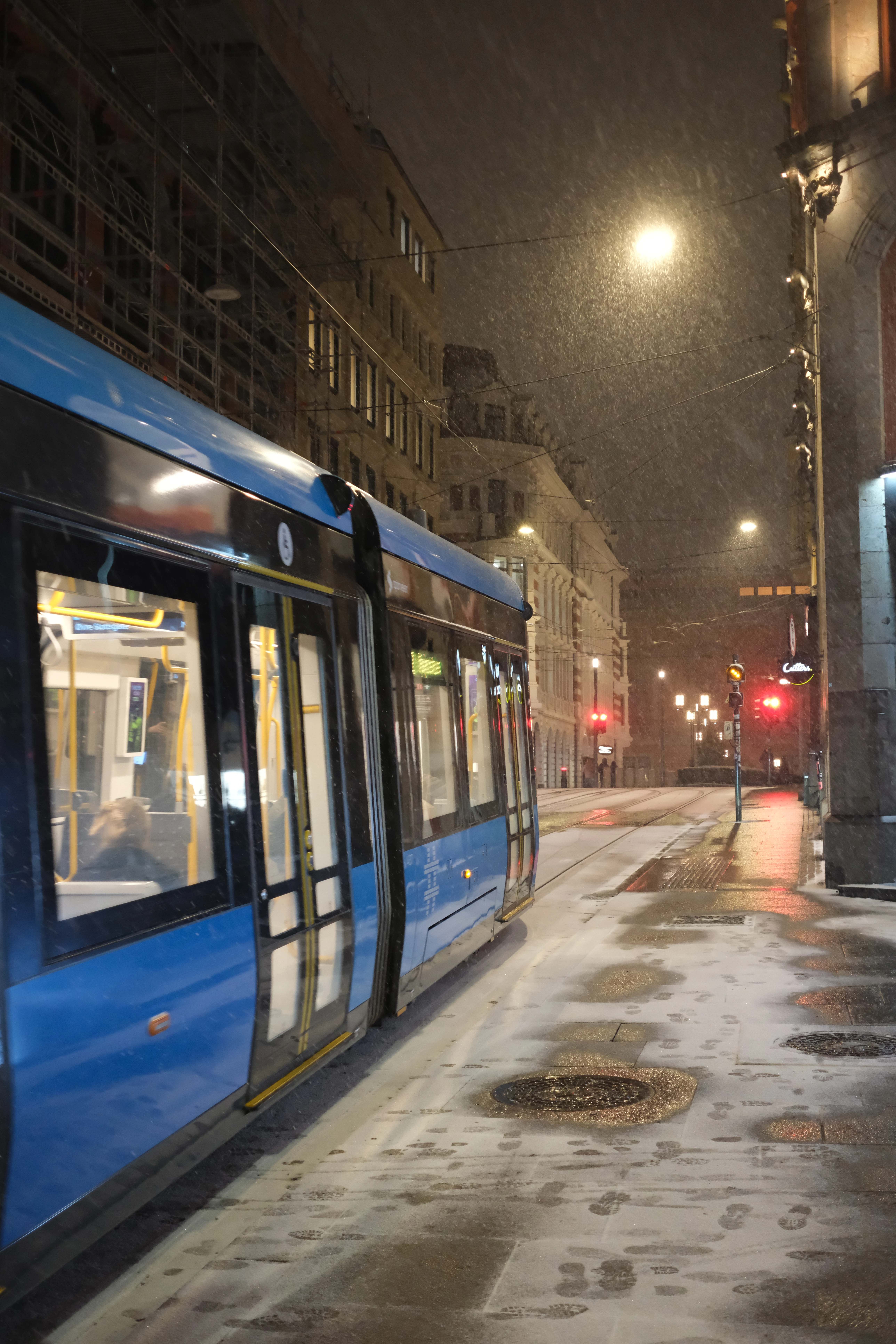 Tram am Vorbeifahren